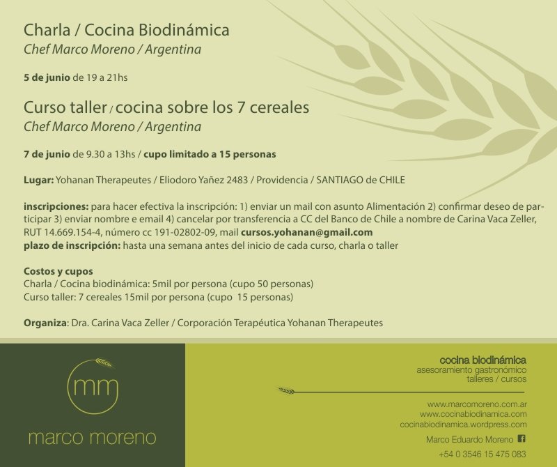 Curso de Cocina Biodinamica en Chile 2015 por Marco Moreno